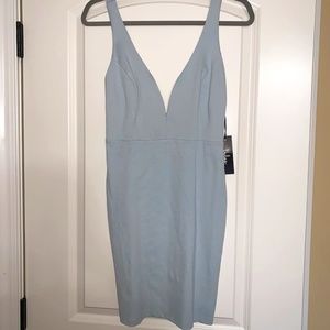 Baby Blue Fitted V-neck Dress